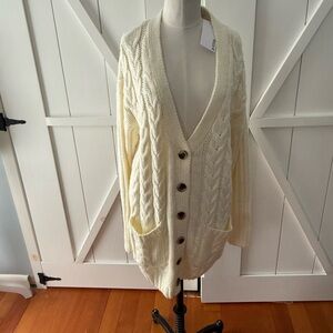 JustFab Cream Button-Up Cardigan